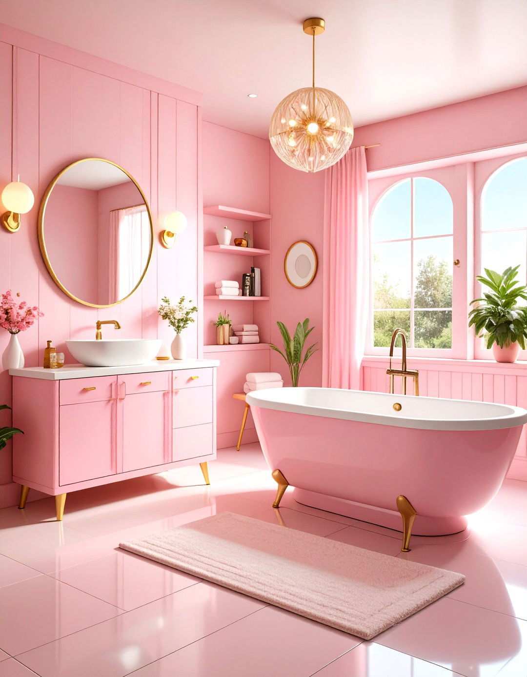 Mid Century Pink Atomic Bathroom - 24 Pink Tile Bathroom Ideas