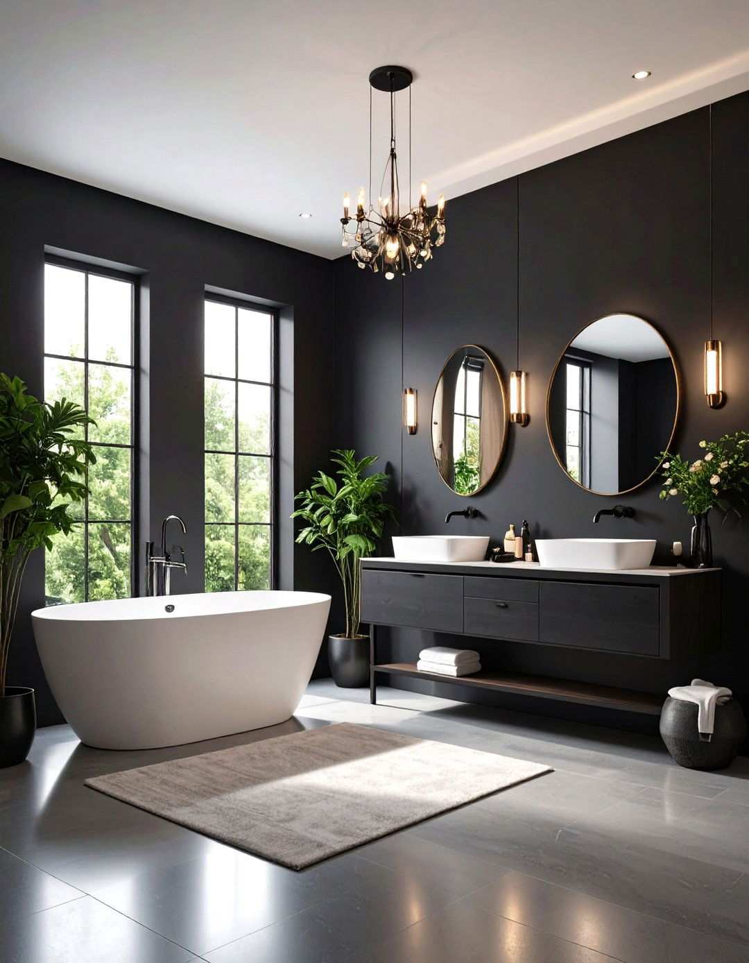 Midnight Black Powder Room Glamour - 24 Monochromatic Color Schemes for Rooms