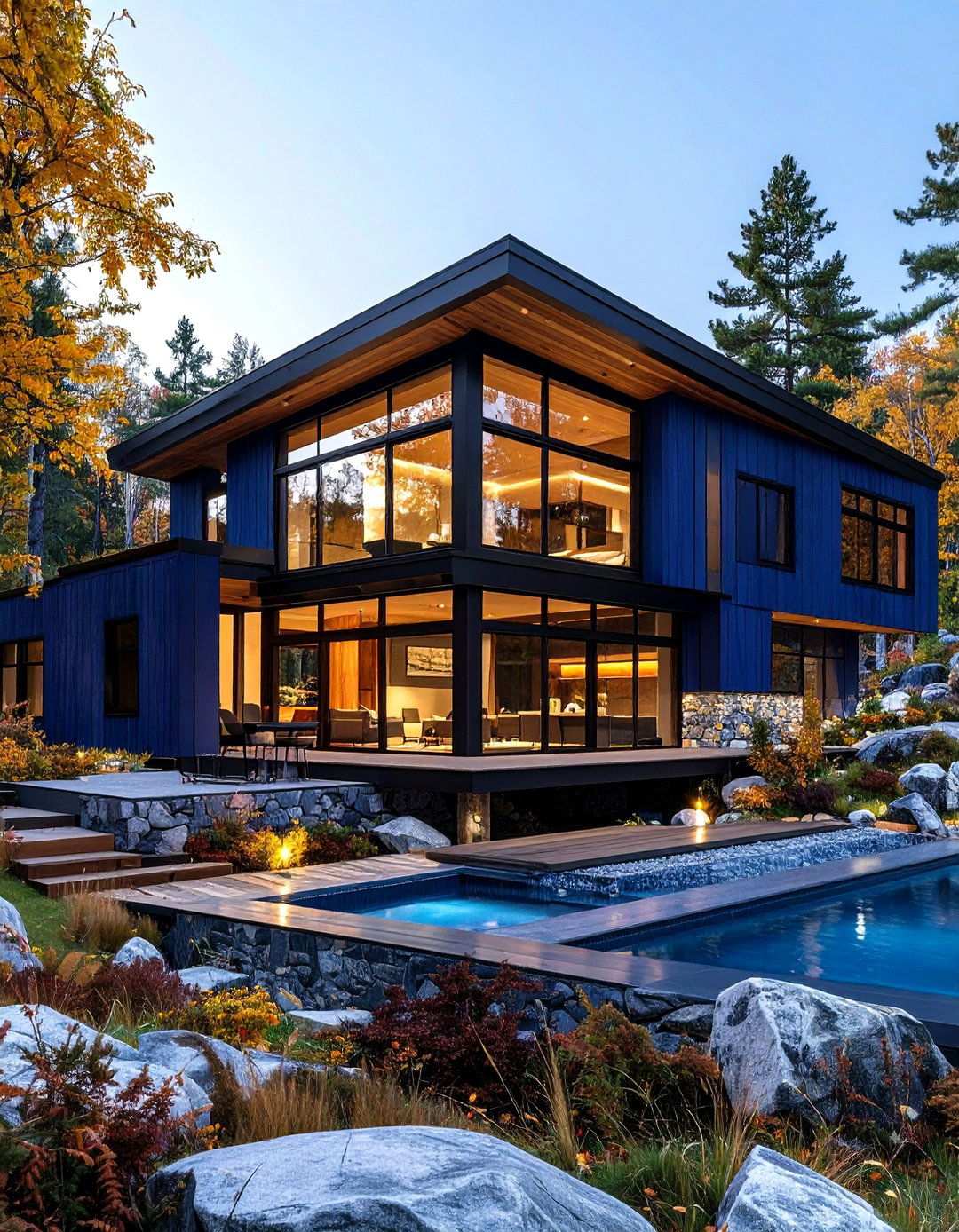 Midnight Blue Horizontal Cedar Contemporary - 24 Midnight Blue & Dark Blue House Siding Colors