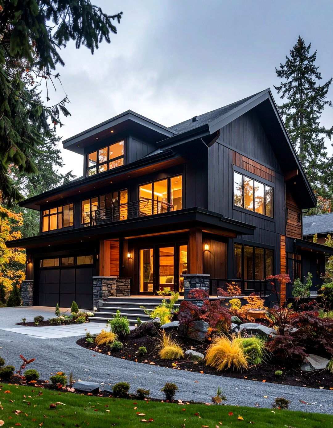 Midnight Cedar Luxury Design - 24 Paint Colors for a Modern Black House With Cedar Accents