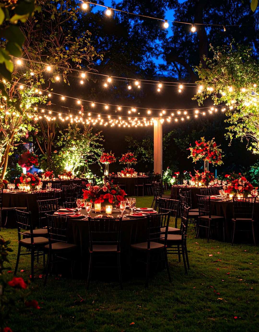 Midnight Garden Reception Theme - 24 Red and Black Wedding Ideas