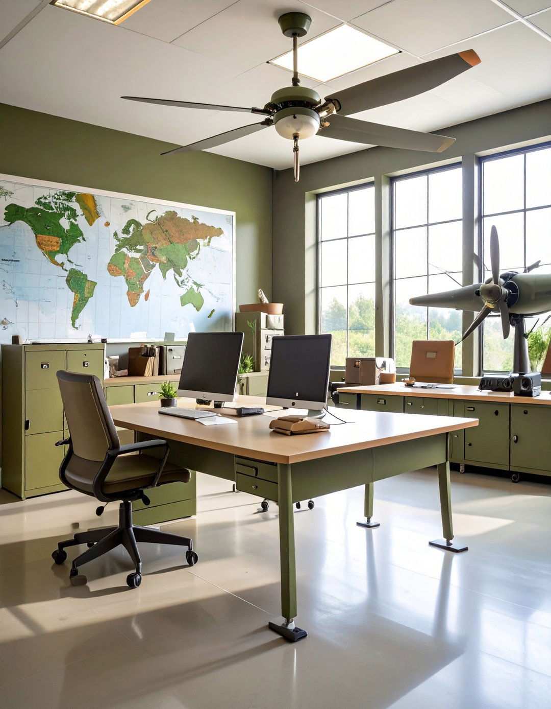 Military and Aviation Theme Office - 24 Man Cave Office Ideas
