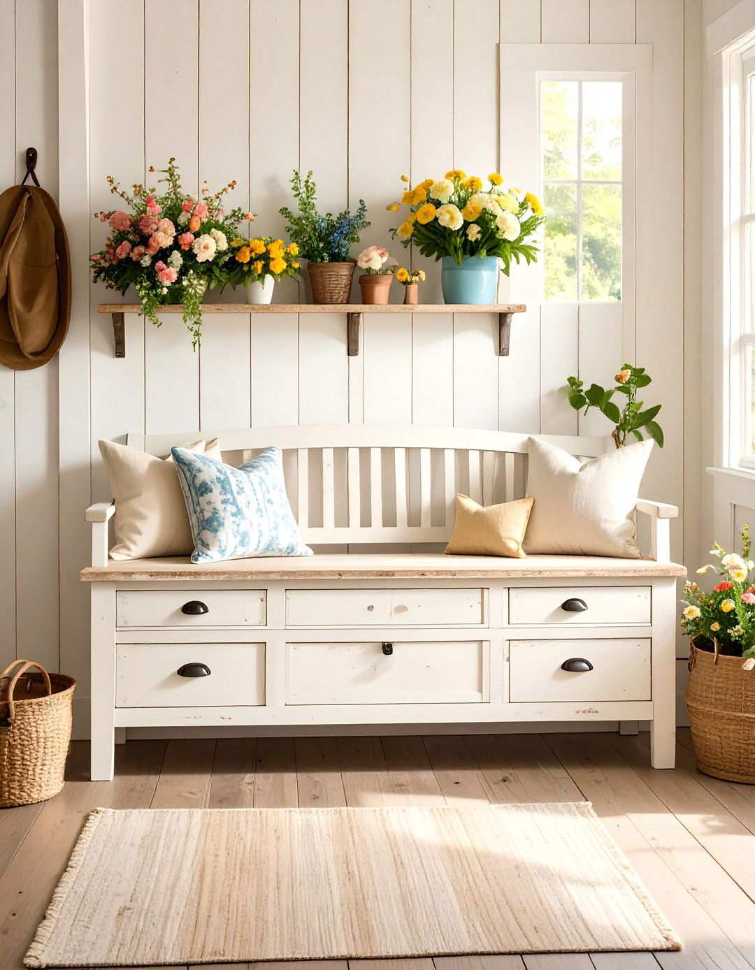 Milk Paint Farmhouse Storage Benches - 24 Painted Furniture Ideas