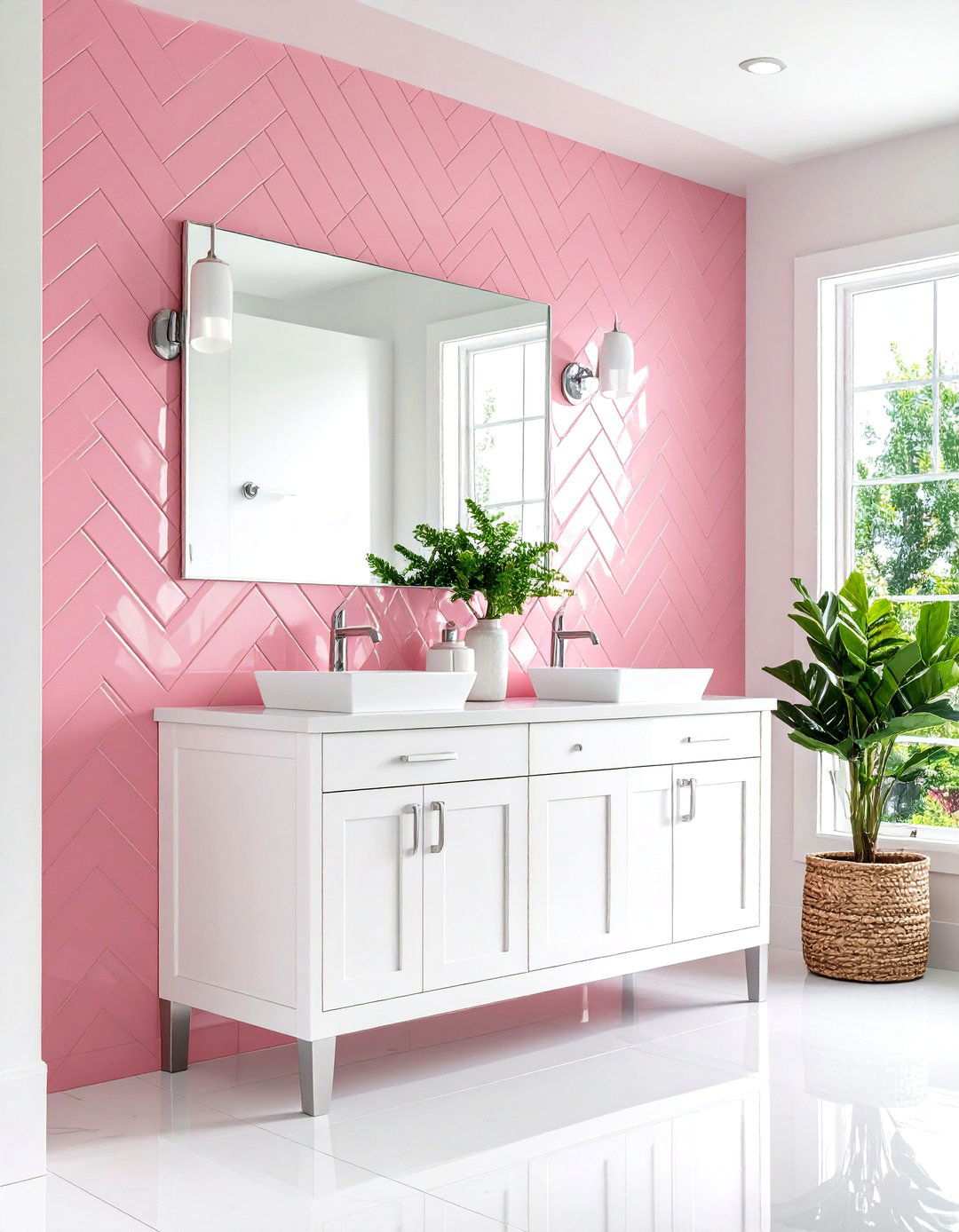 Millennial Pink Tile Backsplash - 24 Pink Bathroom Ideas