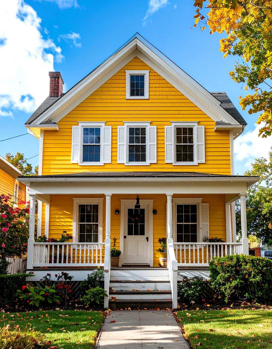 Minimal Traditional Yellow Suburban Style - 24 Yellow Exterior Home Ideas