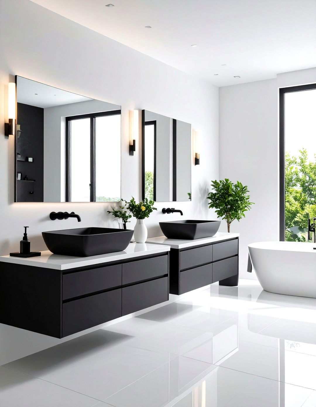 Minimalist Black and White Balance - 24 Zen Bathroom Ideas