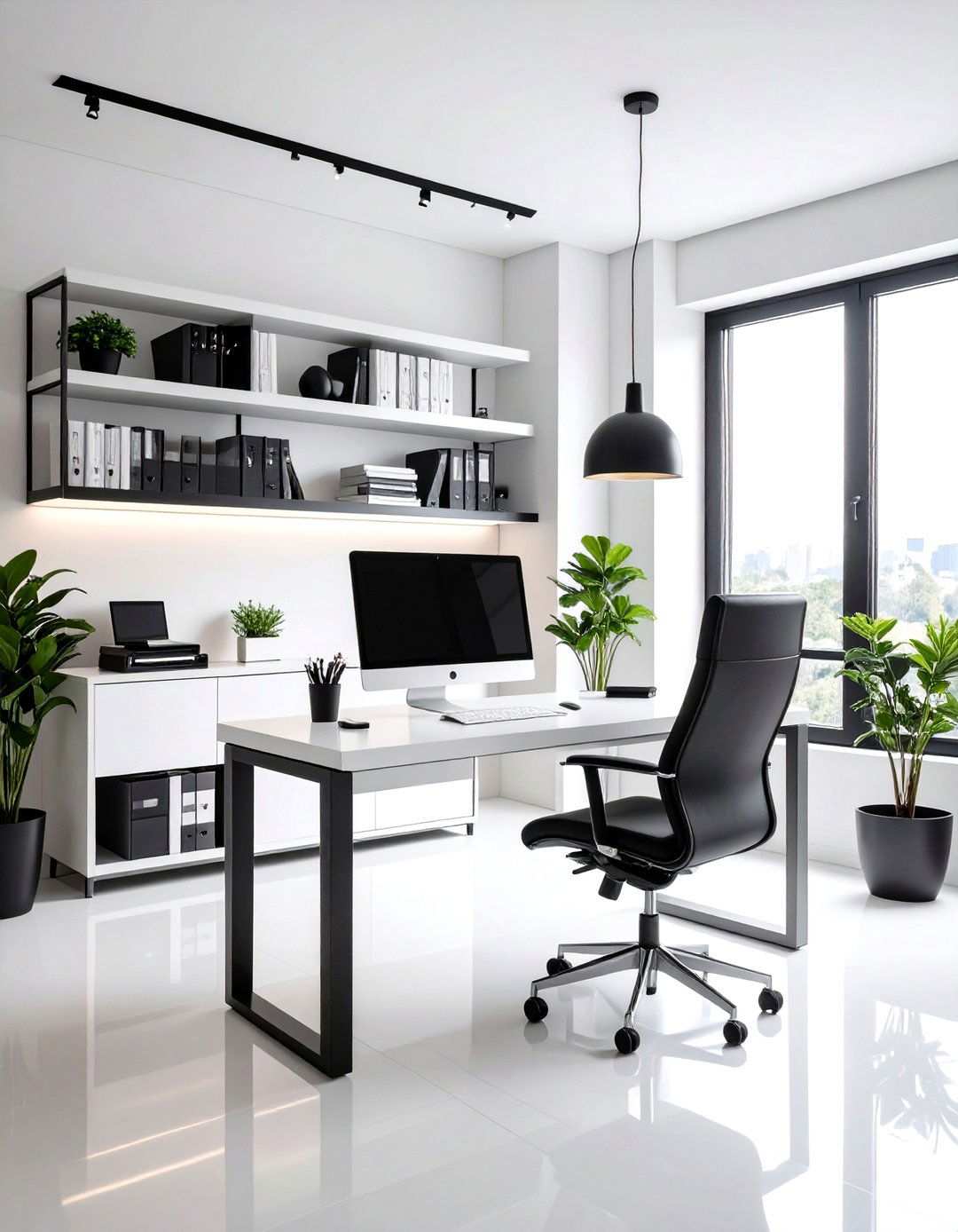 Minimalist Black and White Office - 24 Home Office Ideas for Him