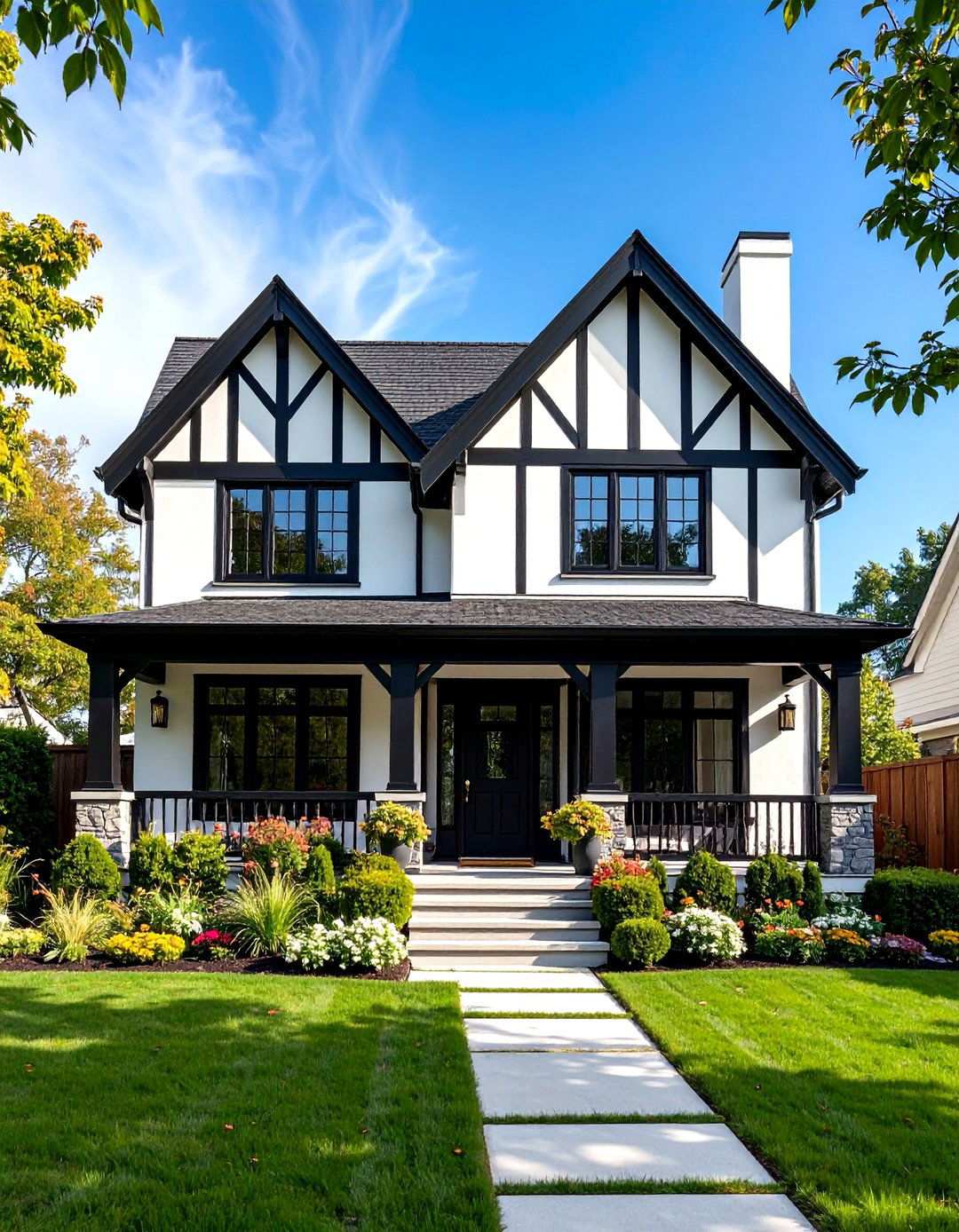 Minimalist Black and White Tudor Design - 24 Modern Tudor Exterior Inspiration