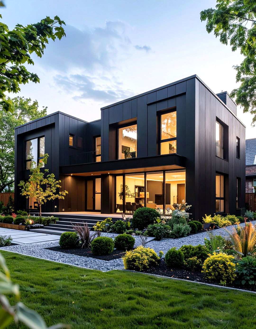 Minimalist Black Courtyard Houses - 24 Modern Black Houses