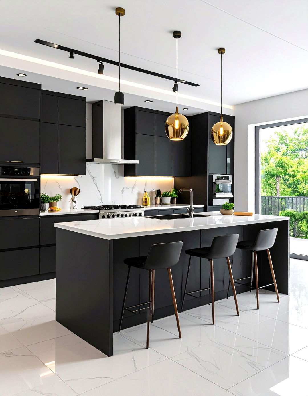 Minimalist Black Kitchen Cabinets with Hidden Hardware - 24 Kitchens With Black Cabinets