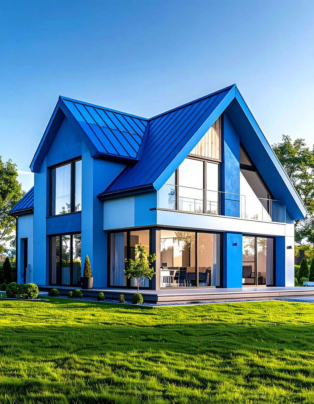 Minimalist Box Design - 24 houses with blue metal roofs