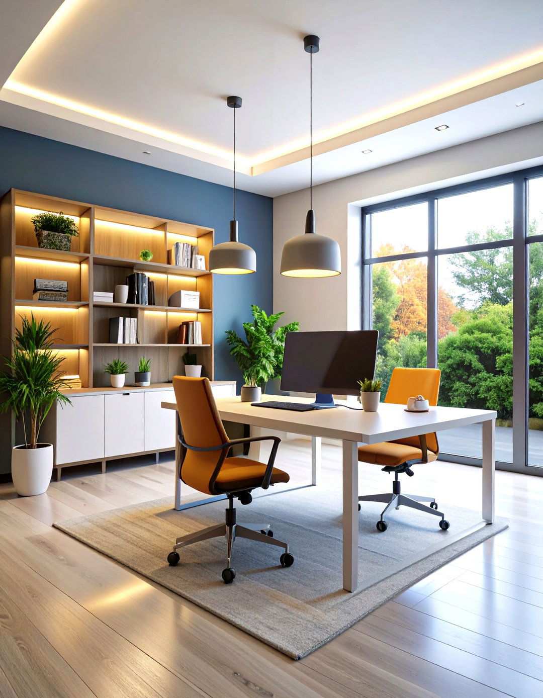 Minimalist Clean Line Lighting Approach - 24 Home Office Lighting Ideas