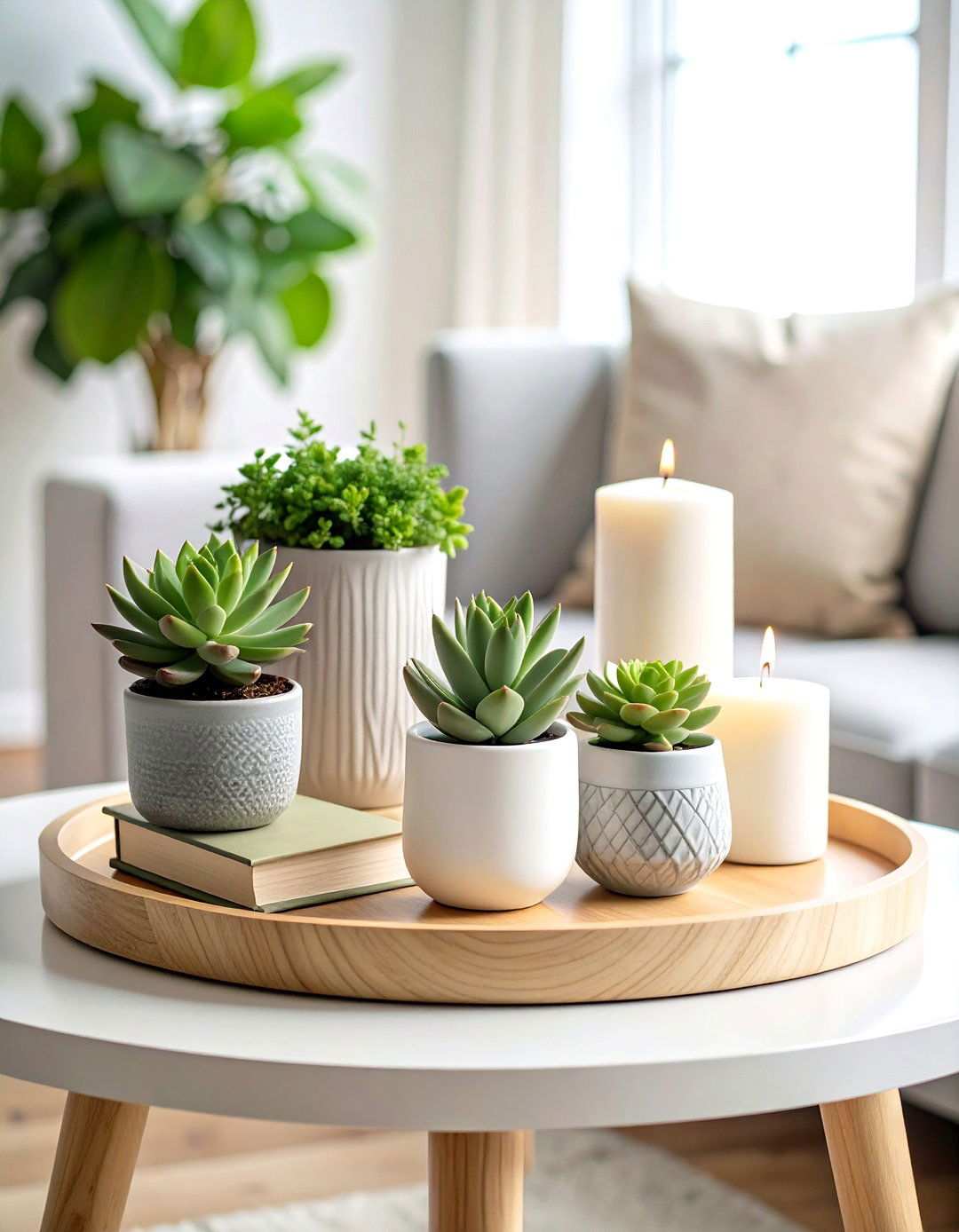 Minimalist Coffee Table Tray with Natural Elements - 24 Tray Decor Ideas