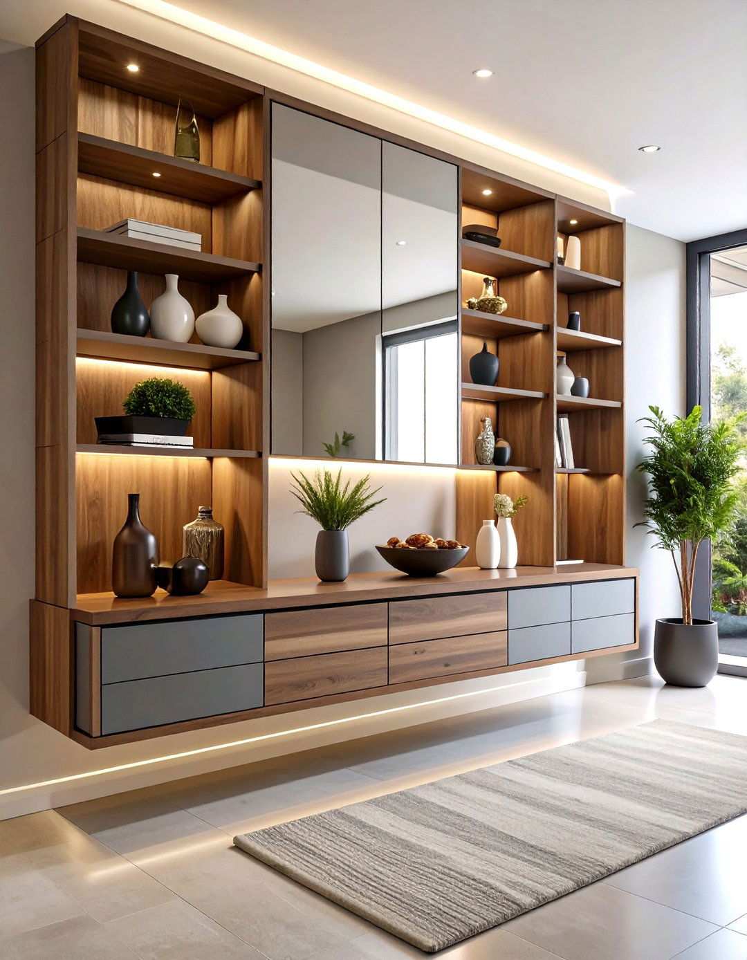 Minimalist Console Storage - 24 Modern Entryway Ideas