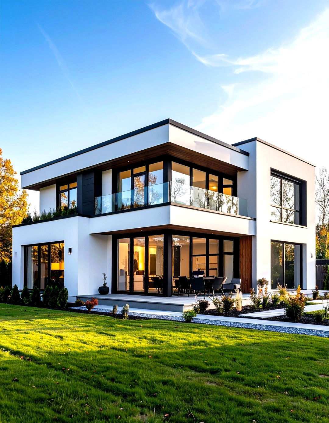 Minimalist Contemporary with Black Linear Elements - 24 single story white house black trim
