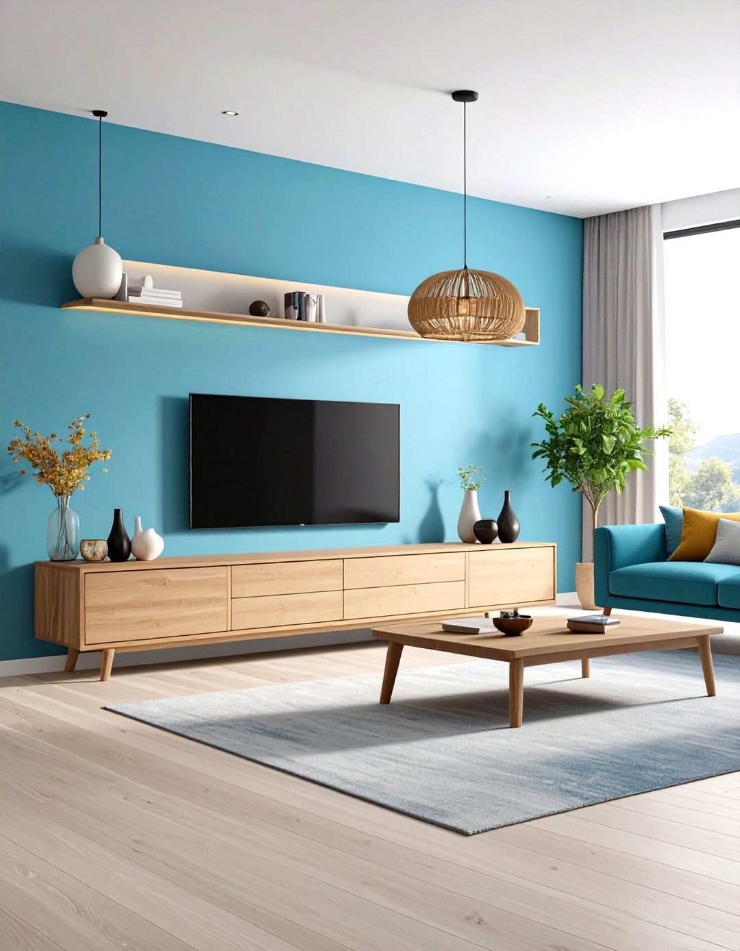Minimalist Floating Media Console - 24 Media Wall Ideas