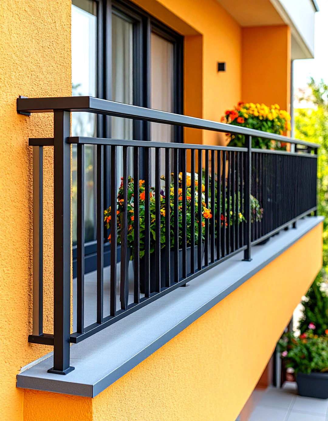 Minimalist Horizontal Line Balcony Design - 24 Wrought Iron Balcony Railing Design Ideas