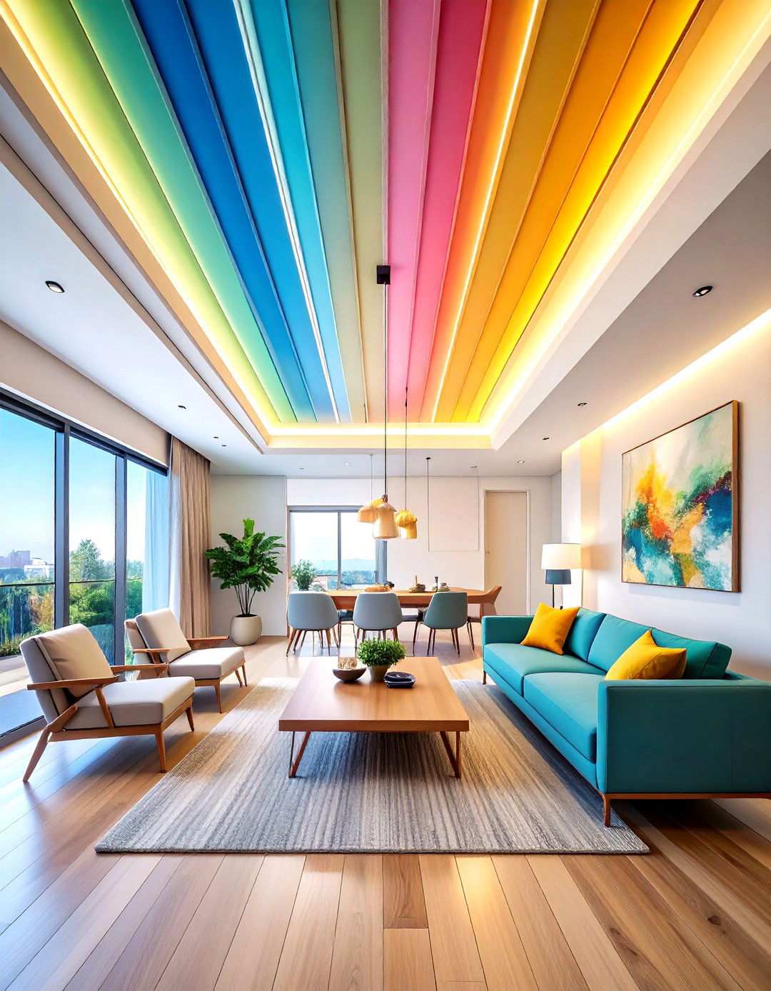 Minimalist Line Pattern Living Room Ceiling Design - 24 Pop Ceiling Design Ideas