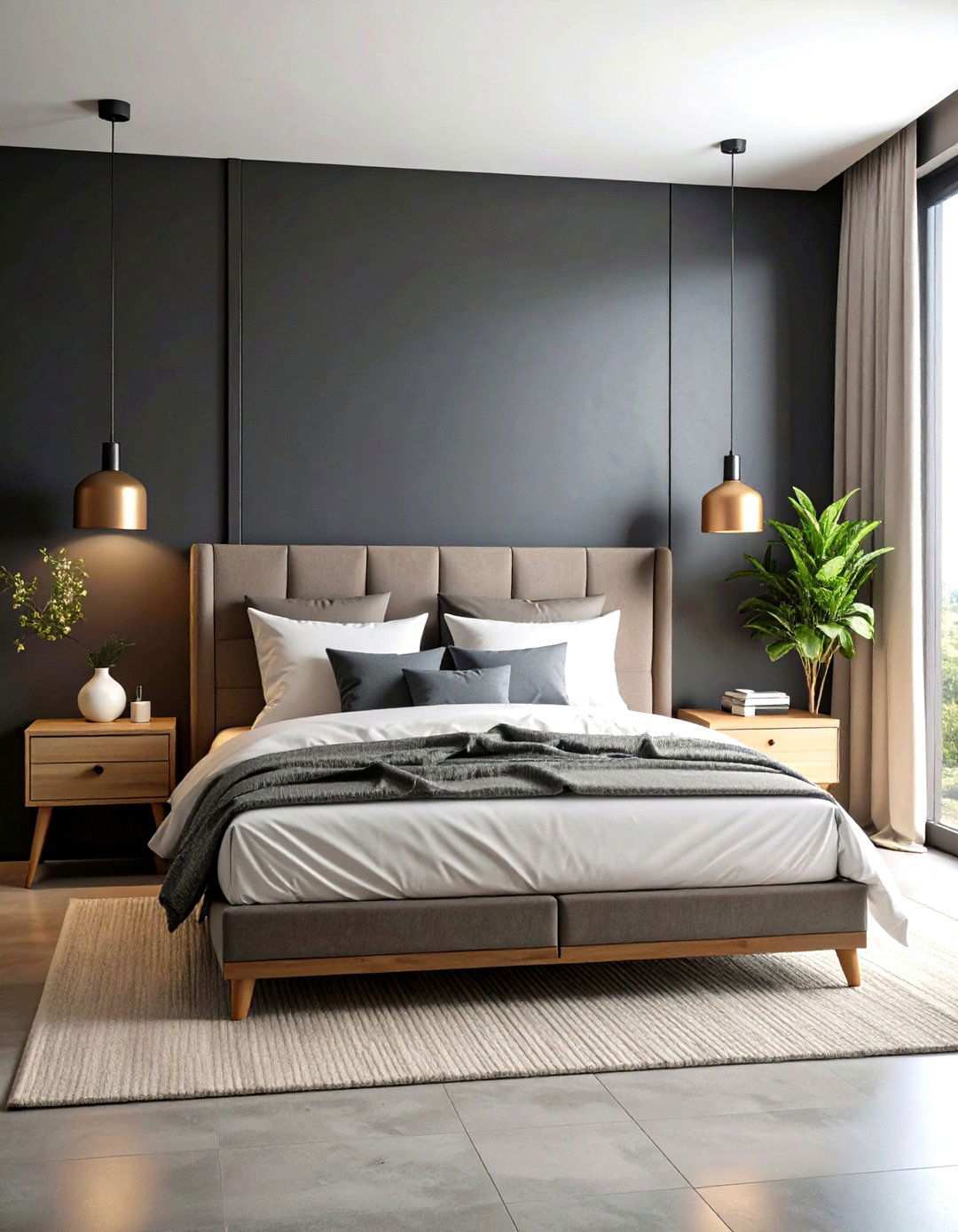 Minimalist Matte Black Accent Wall Design - 24 Matte Black Bedroom Ideas
