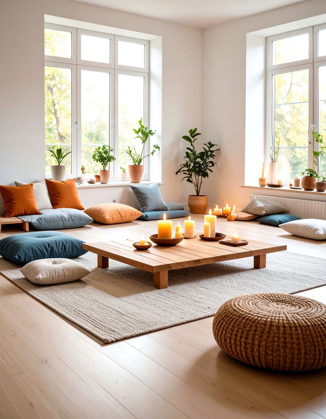 Minimalist Meditation Corner with Floor Cushions - 24 Zen Room Ideas