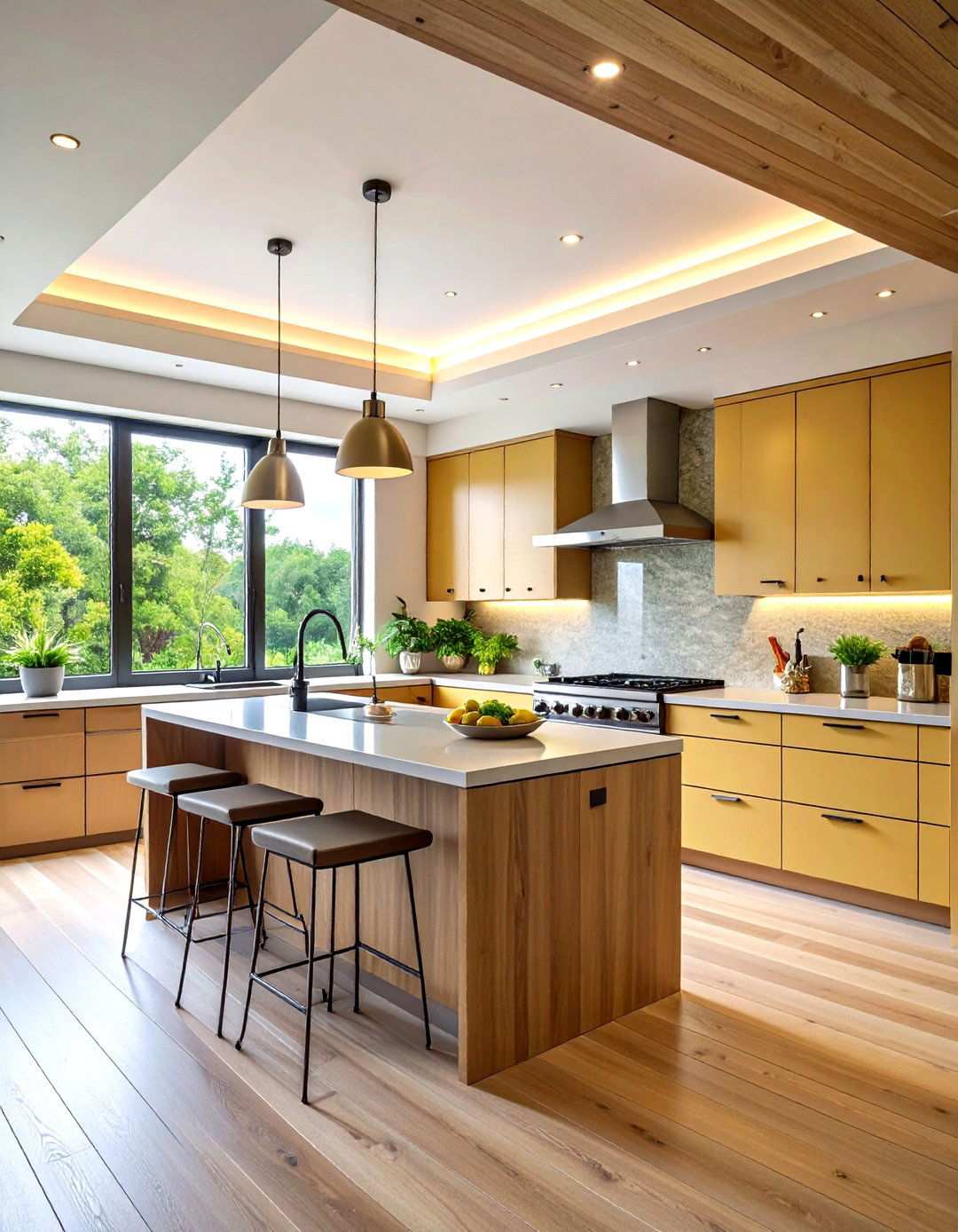 Minimalist Modern Kitchen Tray Ceiling - 24 tray ceiling ideas