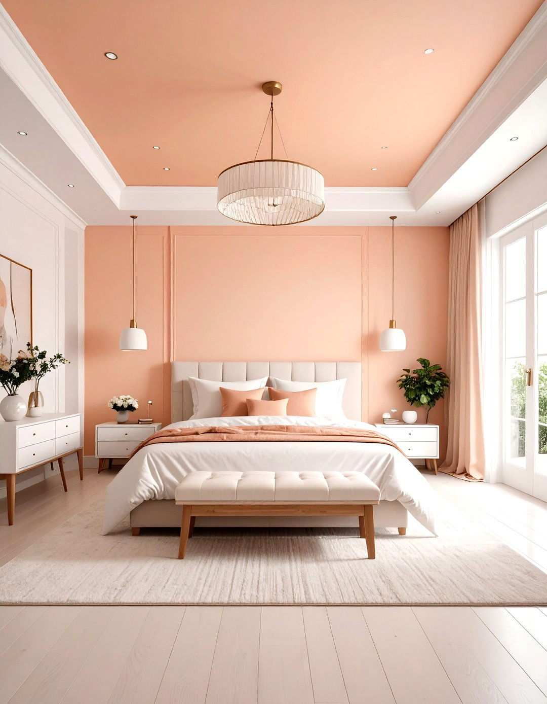 Minimalist Peach Ceiling Bedroom - 24 Peach Bedroom Ideas