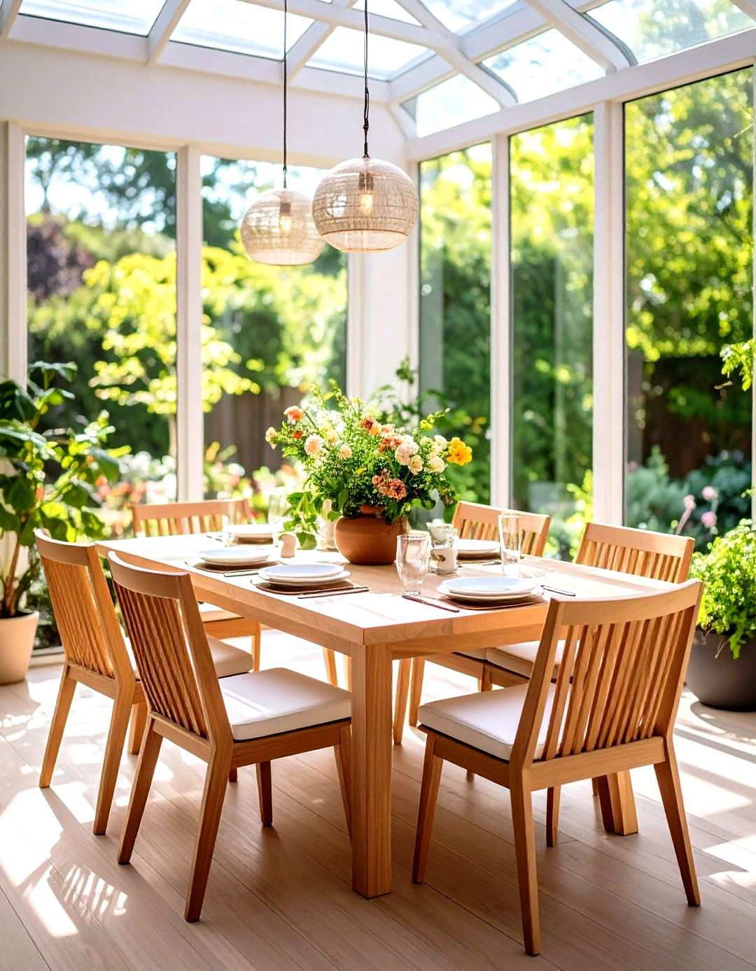 Minimalist Sunroom Dining with Clean Lines - 24 Sunroom Dining Room Ideas