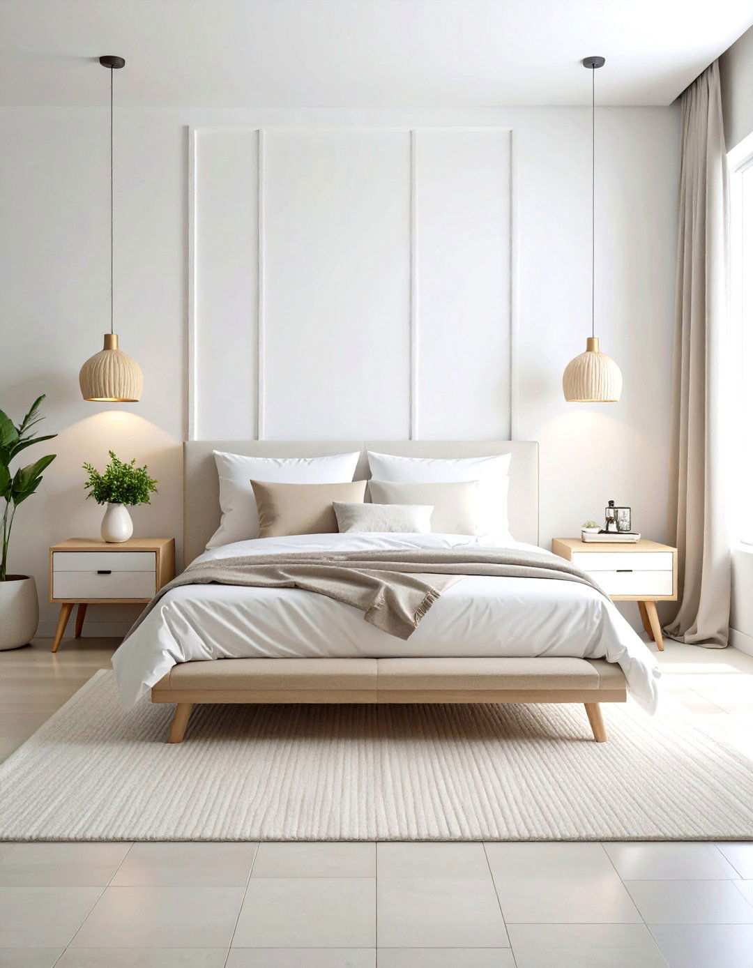 Minimalist White Sanctuary with Clean Lines - 24 White and Cream Bedroom Ideas