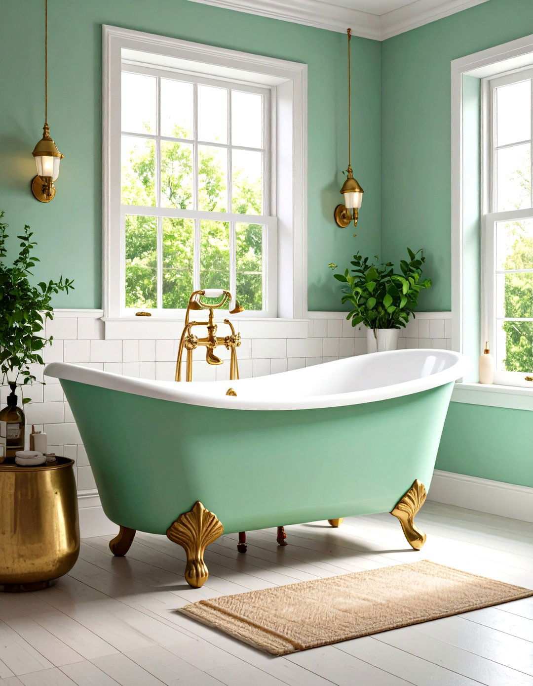 Mint Green Clawfoot Tub - 24 Small Green Bathroom Ideas