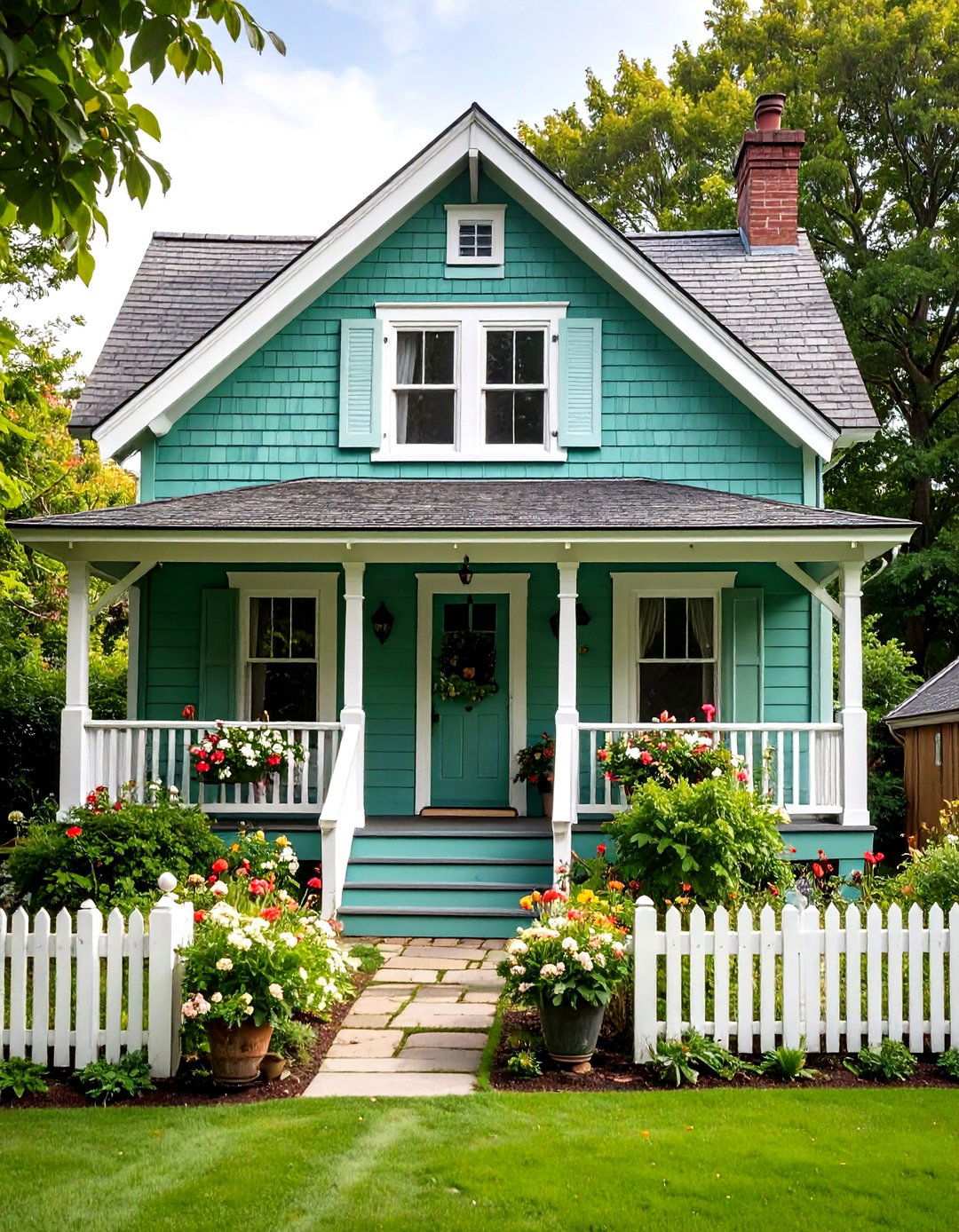 Mint Green Cottage Style Exterior - 24 Light Green House Exterior Ideas