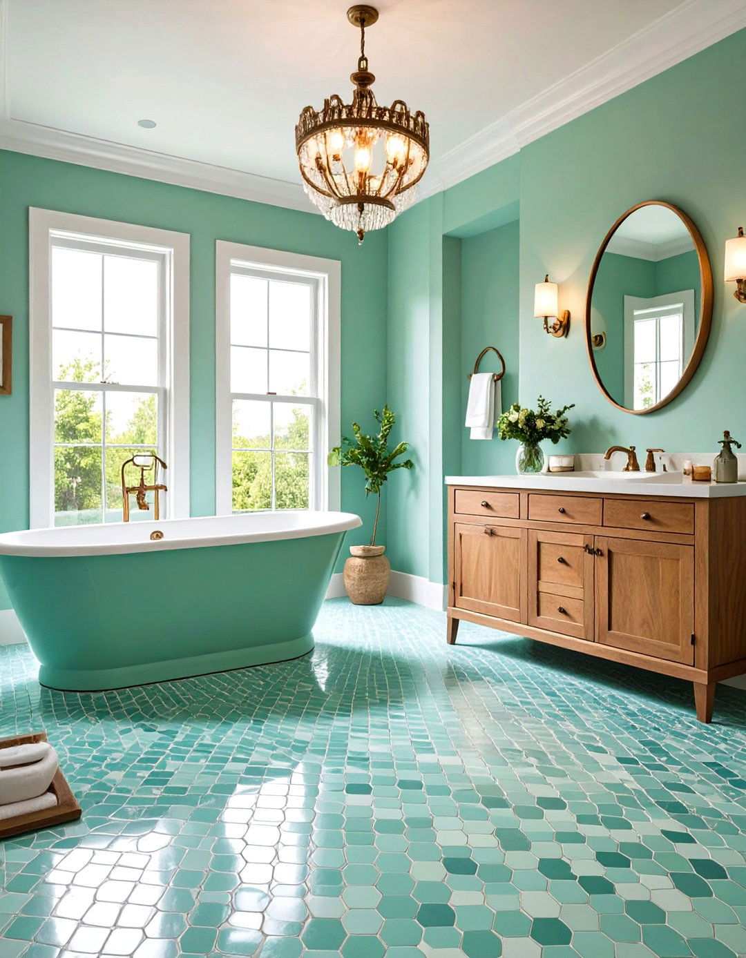 Mint Green Retro Refresh - 24 Penny Tile Bathroom Floor Ideas