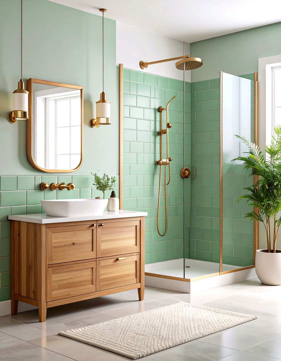 Mint Green Subway Tiles - 24 Small Green Bathroom Ideas