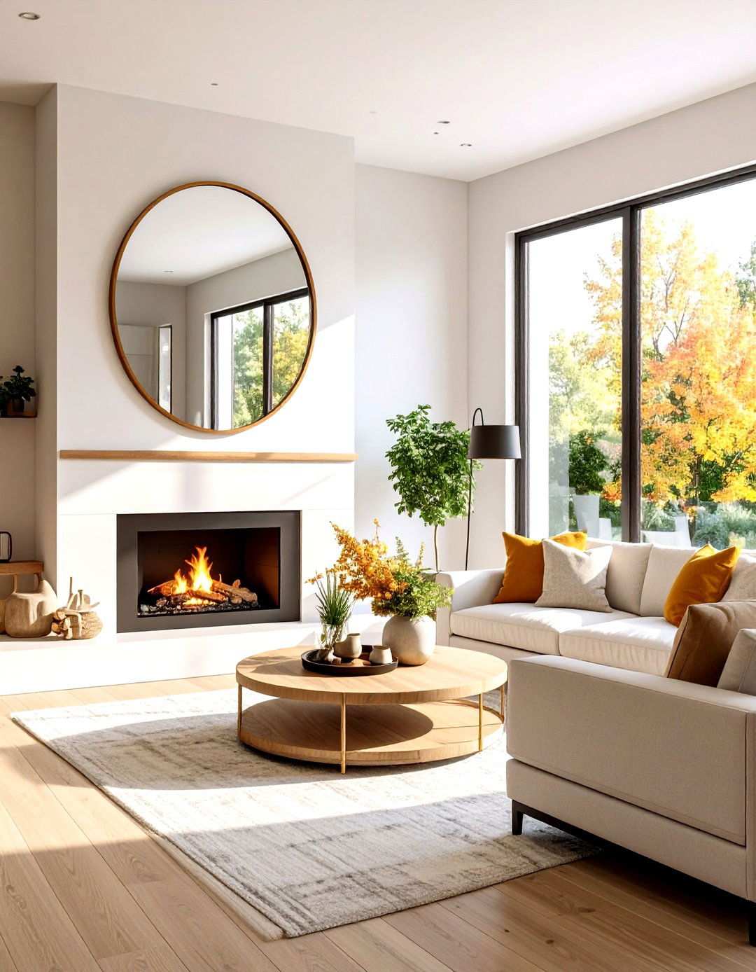 Mirror Accent Above Fireplace - 24 Small Living Room Fireplace Ideas