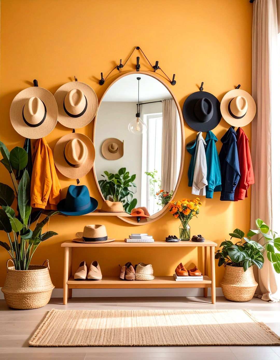 Mirror Integrated Hat Storage - 24 Hat Storage Ideas