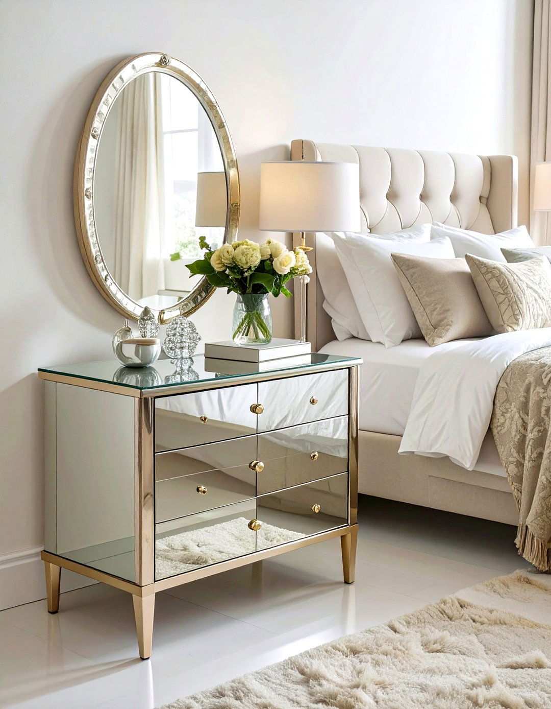 Mirrored Glamour Nightstand - 24 Nightstand Ideas