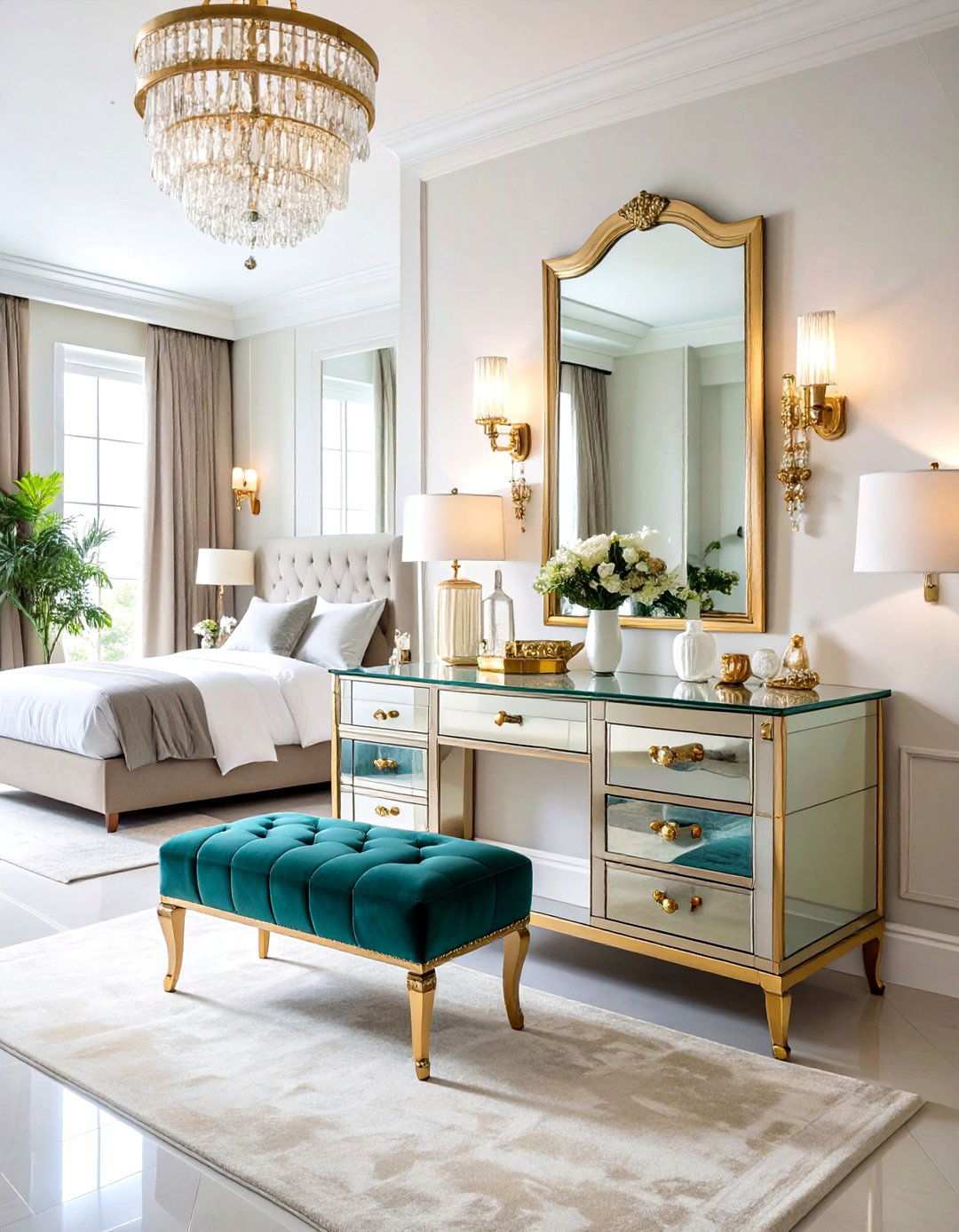Mirrored Glass Vanity Design - 24 Vanity Room Ideas
