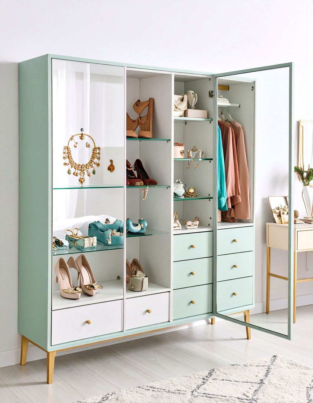 Mirrored Jewelry Cabinet Storage - 24 Jewelry Storage Ideas
