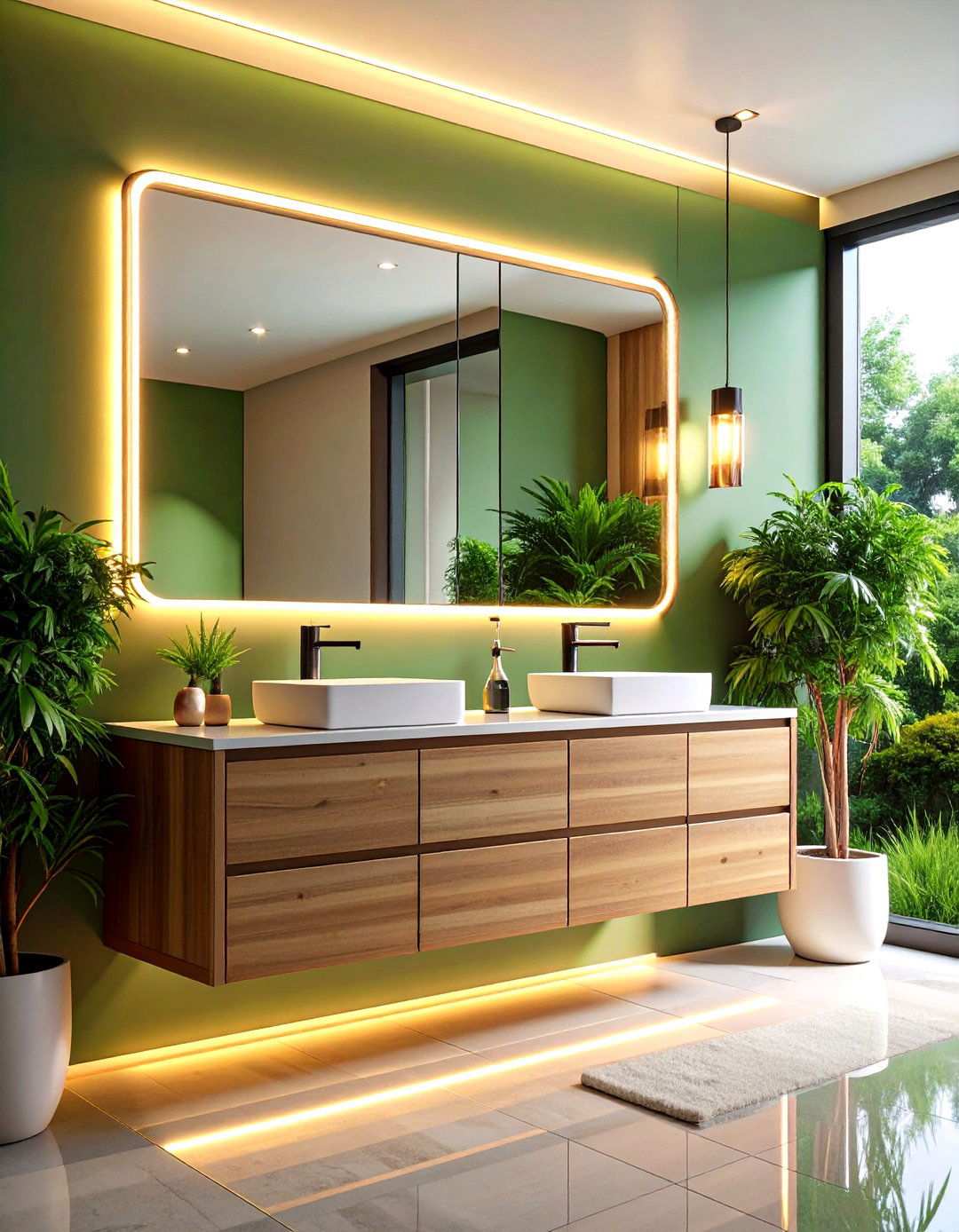 Mirrored Vanity Cabinet with Integrated Lighting - 24 Small Bathroom Vanity Ideas