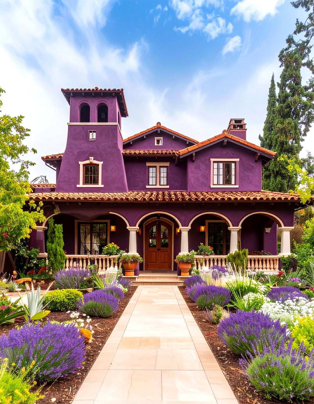 Mission Revival Burgundy Adobe - 24 Purple House Exterior Ideas