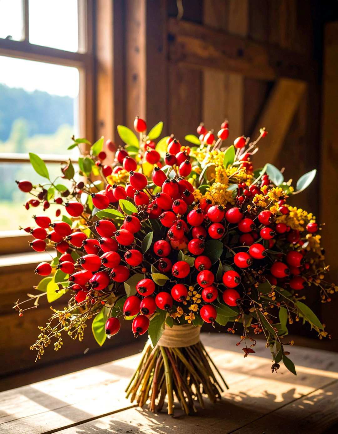 Mixed Berry and Branch Wedding Bouquet - 24 Wedding Bouquet Ideas