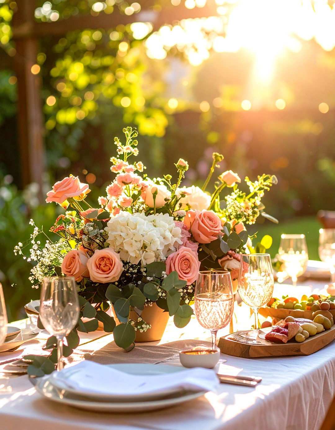 Mixed Flower and Hydrangea Garden Centerpieces - 24 Hydrangea Centerpiece Ideas