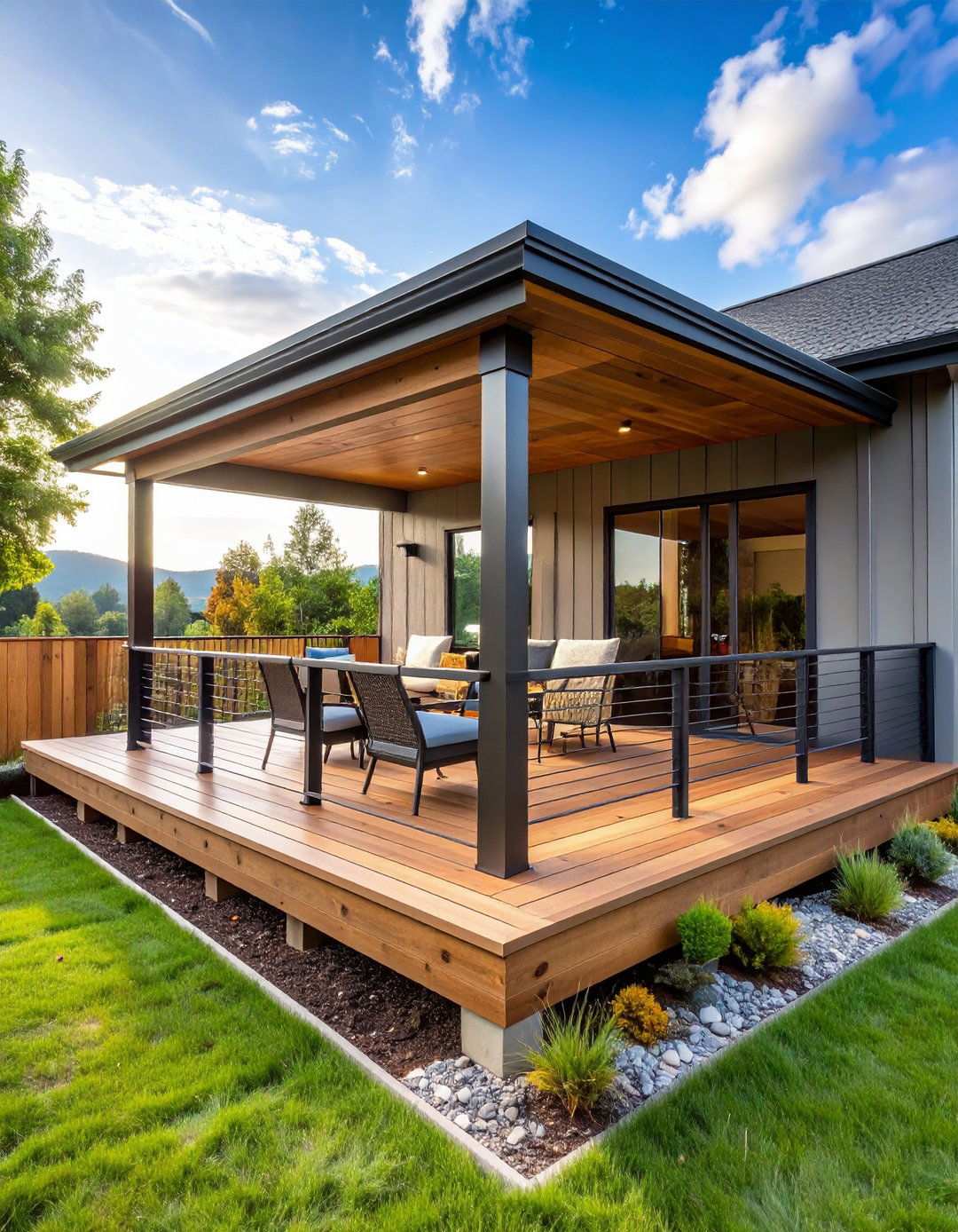 Mixed Material Contemporary Design - 24 Raised Ranch Front Porch Ideas