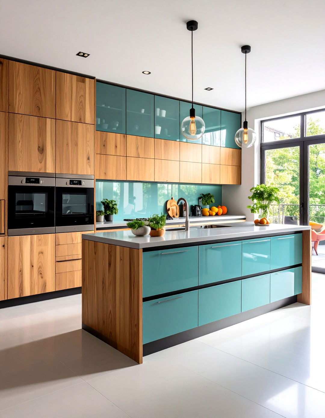 Mixed Material Glass Integration - 24 Modern Style Glass Kitchen Cabinets