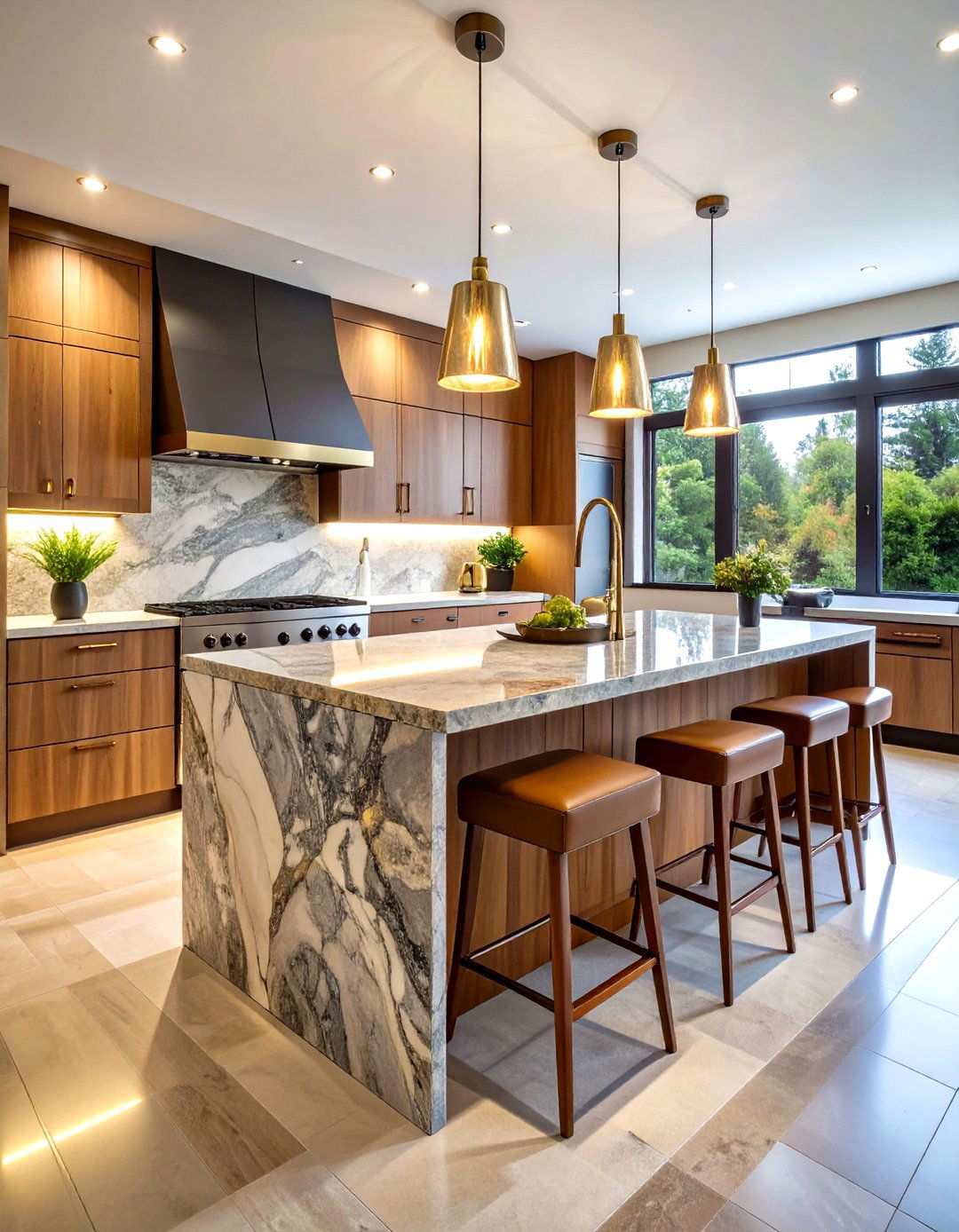 Mixed Material Kitchen Island Design - 24 Luxury Interior Design Ideas