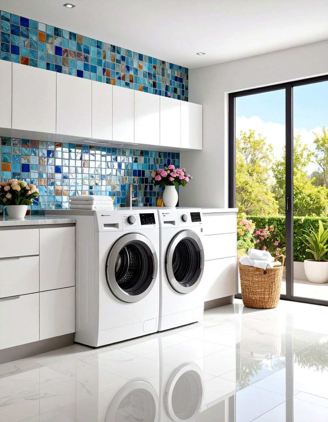 Mixed Material Mosaic Backsplash - 24 Laundry Room Backsplash Ideas
