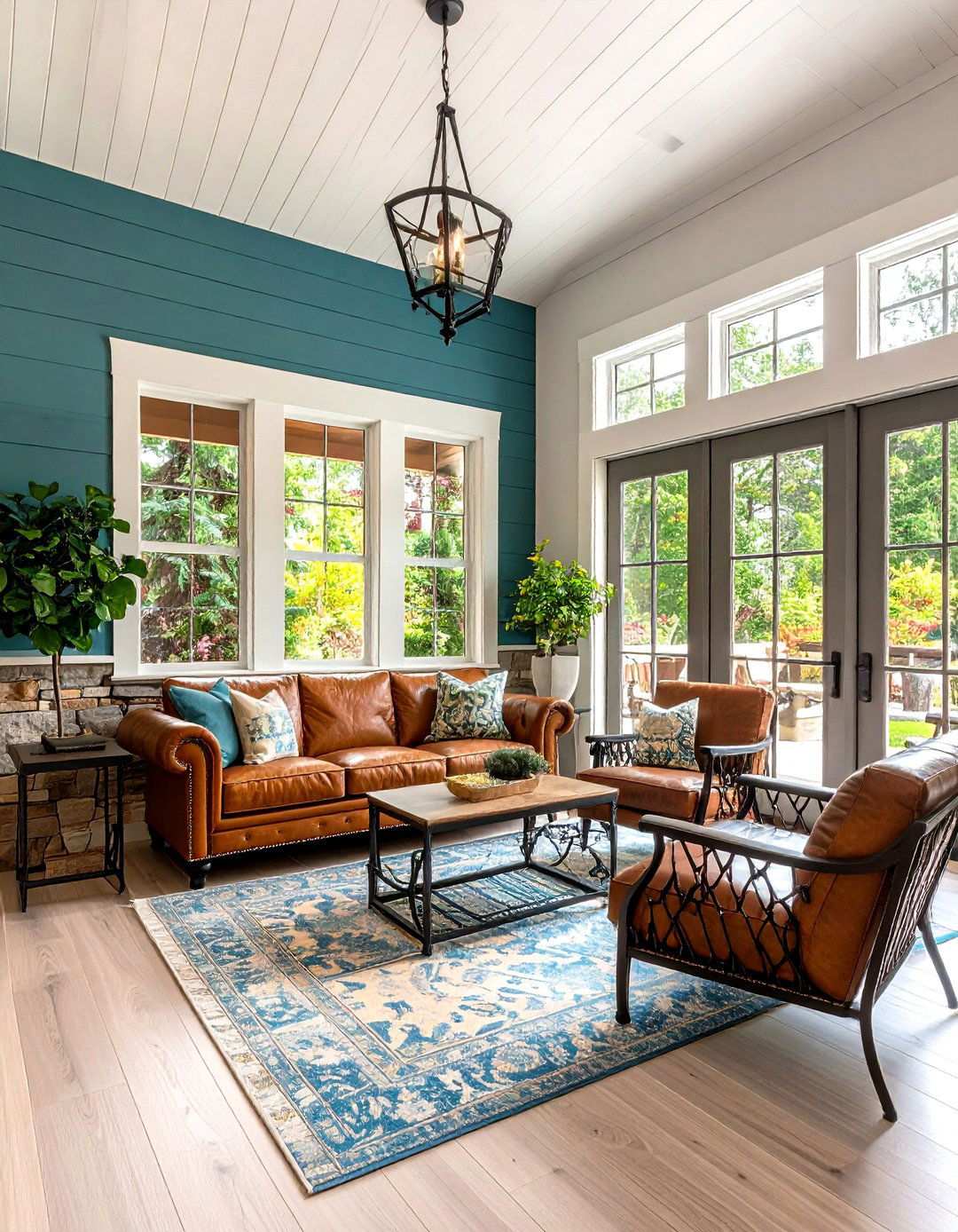 Mixed Material Shiplap and Stone Combination - 24 Shiplap Wall Entryway Ideas