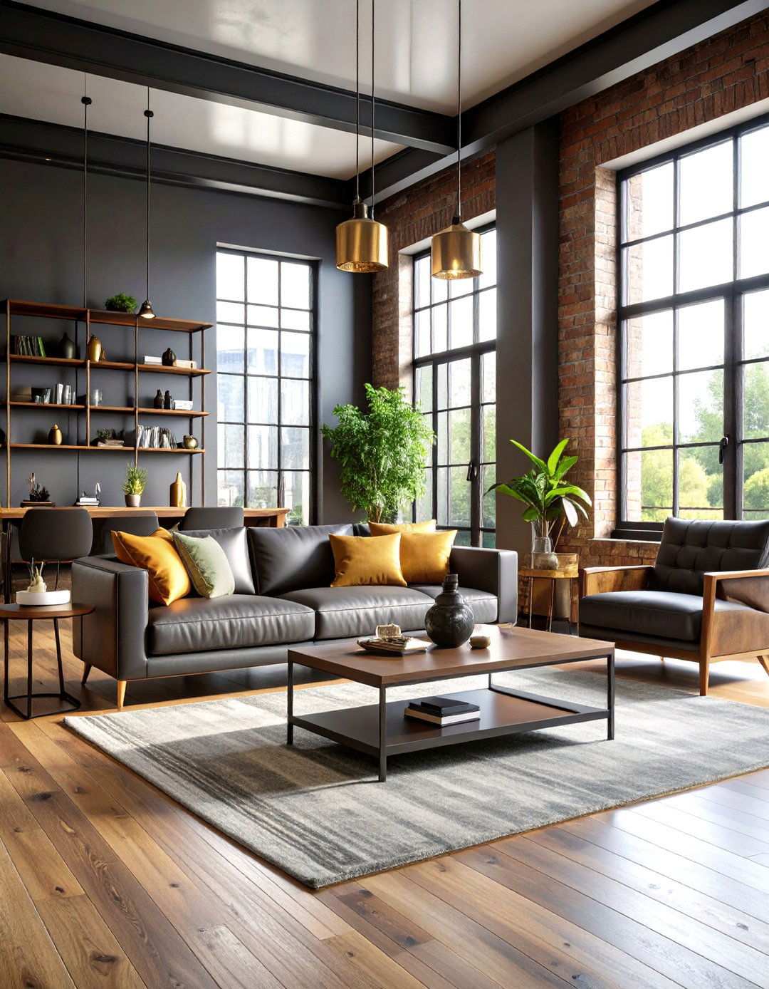 Mixed Metal Finish Combinations - 24 Industrial Living Room Ideas