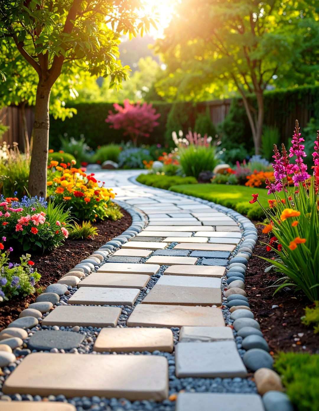Mixed Stone Mosaic Paths - 24 Natural Walkway Ideas