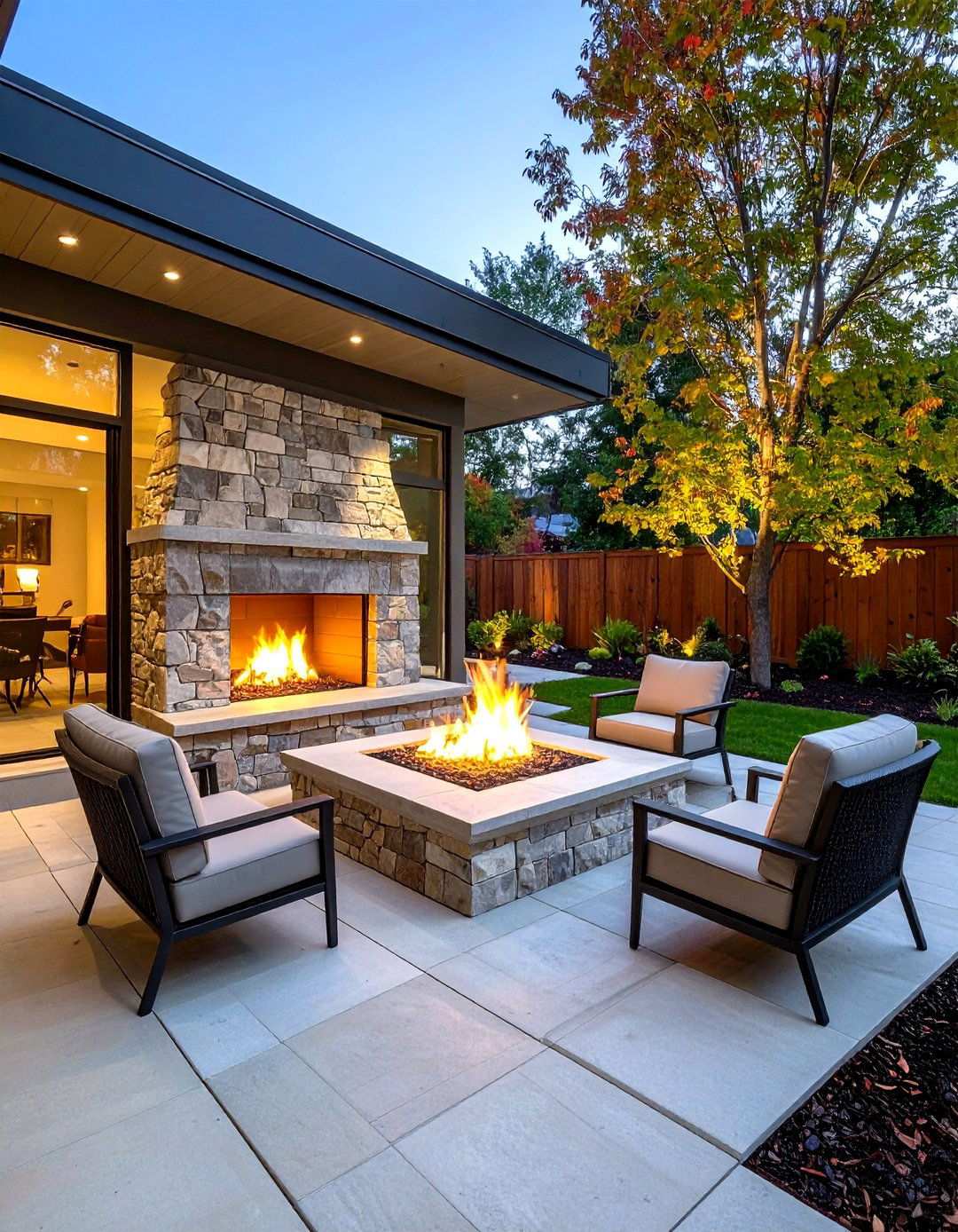 Mixed Stone Patio with Custom Fire Feature - 24 Stone Patio With a Fire Pit Ideas