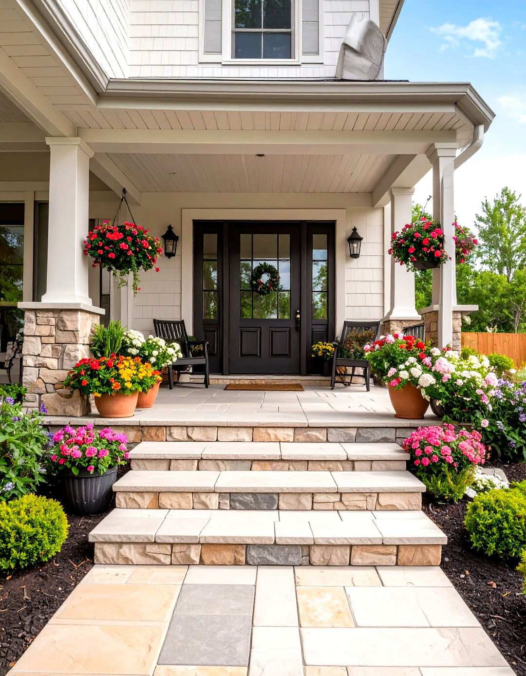 Mixed Stone Patterns - 24 Stone Porch Ideas